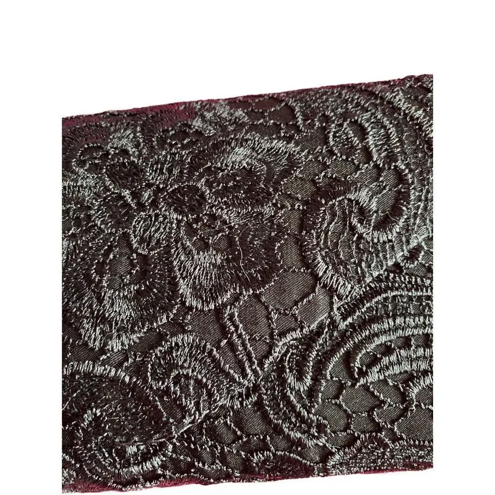 St. Jubilees women’s black satin and lace clutch bag 9x6